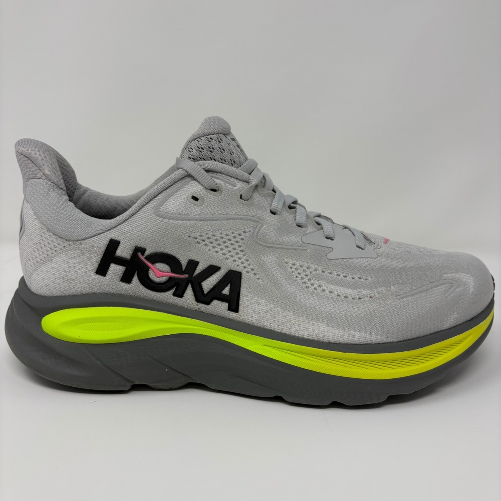 Hoka One One Clifton 10 Size 8.5 Men's Running Shoes Grey Yellow 1162030 SRDST